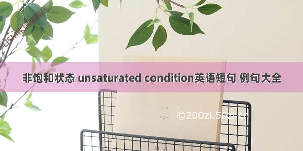 非饱和状态 unsaturated condition英语短句 例句大全