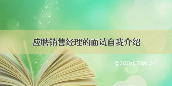 应聘销售经理的面试自我介绍