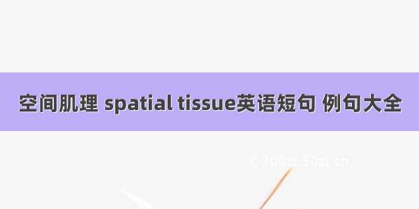 空间肌理 spatial tissue英语短句 例句大全