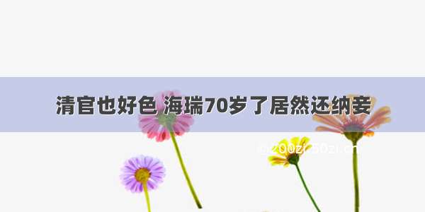 清官也好色 海瑞70岁了居然还纳妾