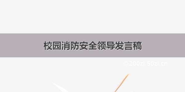 校园消防安全领导发言稿