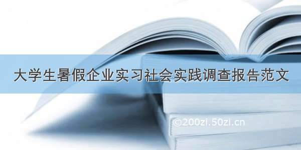 大学生暑假企业实习社会实践调查报告范文