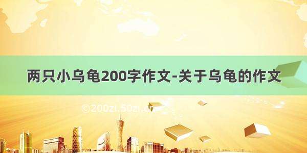 两只小乌龟200字作文-关于乌龟的作文