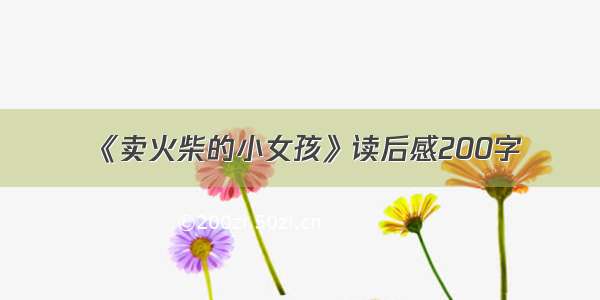 《卖火柴的小女孩》读后感200字