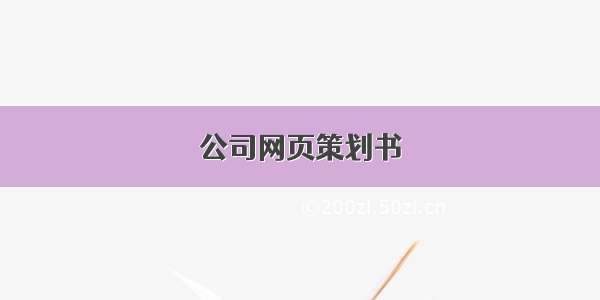 公司网页策划书