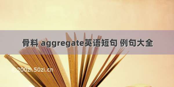 骨料 aggregate英语短句 例句大全