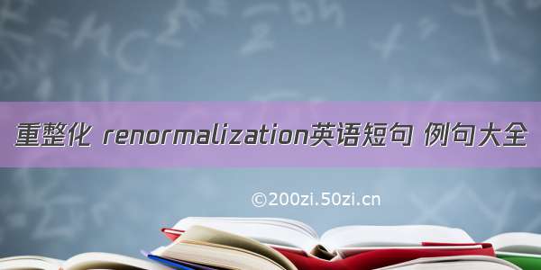 重整化 renormalization英语短句 例句大全