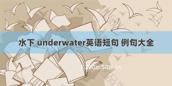 水下 underwater英语短句 例句大全