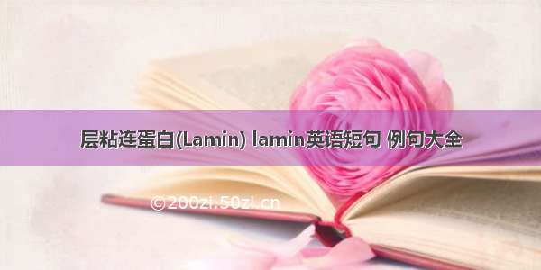 层粘连蛋白(Lamin) lamin英语短句 例句大全