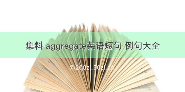 集料 aggregate英语短句 例句大全