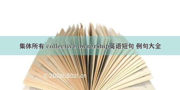 集体所有 collective ownership英语短句 例句大全