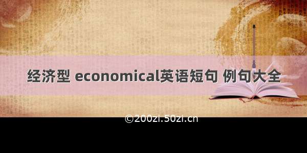 经济型 economical英语短句 例句大全