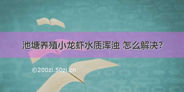 池塘养殖小龙虾水质浑浊 怎么解决？