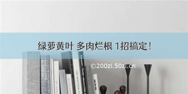 绿萝黄叶 多肉烂根 1招搞定！