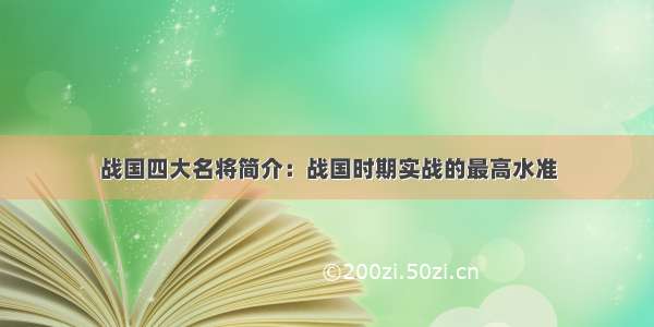 战国四大名将简介：战国时期实战的最高水准