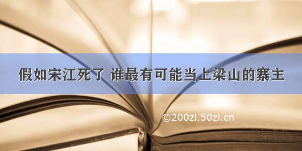 假如宋江死了 谁最有可能当上梁山的寨主