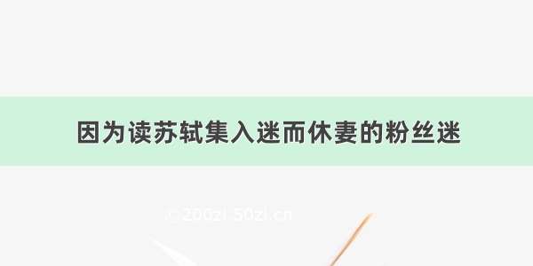 因为读苏轼集入迷而休妻的粉丝迷