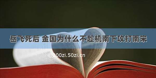 岳飞死后 金国为什么不趁机南下攻打南宋