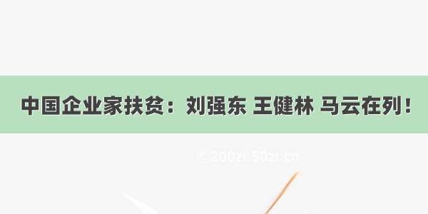 中国企业家扶贫：刘强东 王健林 马云在列！