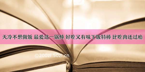 天冷不想做饭 最爱这一锅炖 好吃又有味下饭特棒 比吃肉还过瘾