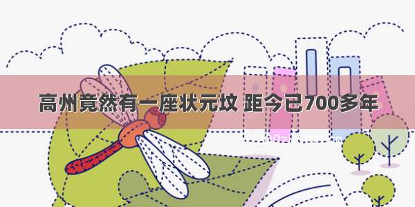 高州竟然有一座状元坟 距今已700多年