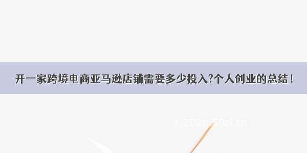 开一家跨境电商亚马逊店铺需要多少投入?个人创业的总结！