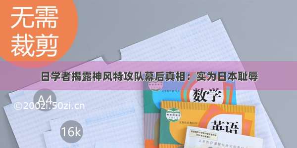 日学者揭露神风特攻队幕后真相：实为日本耻辱