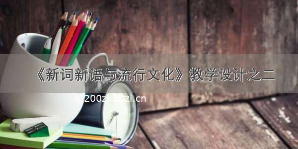 《新词新语与流行文化》教学设计之二