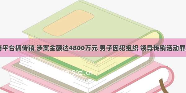 【大案】网络平台搞传销 涉案金额达4800万元 男子因犯组织 领导传销活动罪 获刑5年6个月