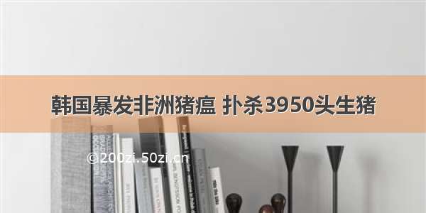 韩国暴发非洲猪瘟 扑杀3950头生猪