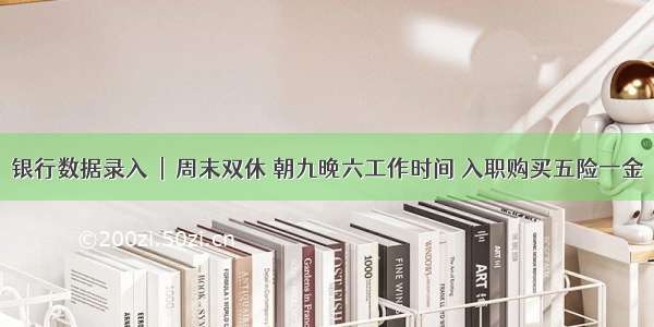 银行数据录入  |  周末双休 朝九晚六工作时间 入职购买五险一金