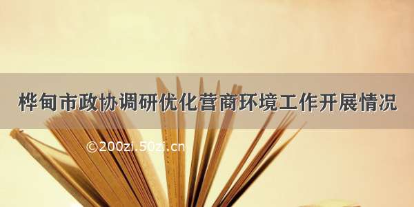 桦甸市政协调研优化营商环境工作开展情况