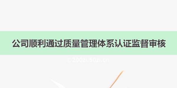 公司顺利通过质量管理体系认证监督审核