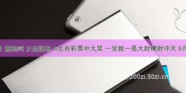 不出三日 喜鹊叫 大运缠身 4生肖彩票中大奖 一发就一是大财横财冲天 9月必富 10