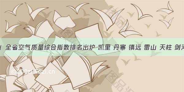 厉害了！全省空气质量综合指数排名出炉 凯里 丹寨 镇远 雷山 天柱 剑河 从江 