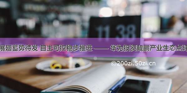 鲲鹏展翅蓄势待发 自主可控稳步推进 —— 华为投资鲲鹏产业生态点评报告