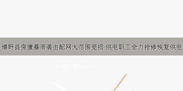 博野县突遭暴雨袭击配网大范围受损 供电职工全力抢修恢复供电