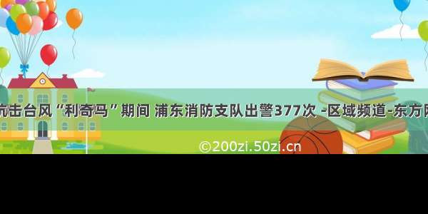 抗击台风“利奇马”期间 浦东消防支队出警377次 -区域频道-东方网