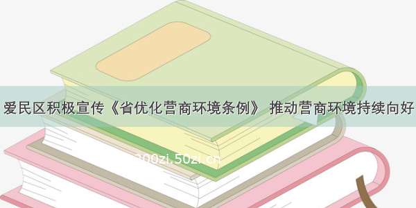 爱民区积极宣传《省优化营商环境条例》 推动营商环境持续向好