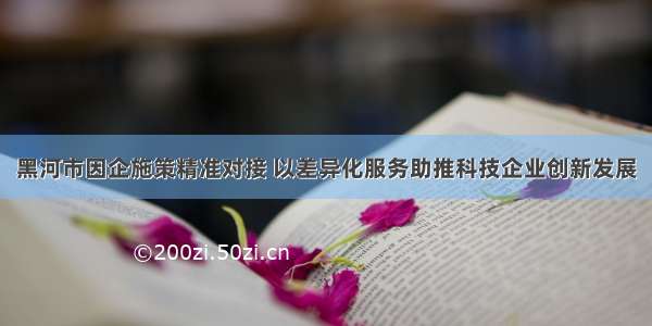 黑河市因企施策精准对接 以差异化服务助推科技企业创新发展