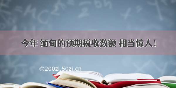 今年 缅甸的预期税收数额 相当惊人！