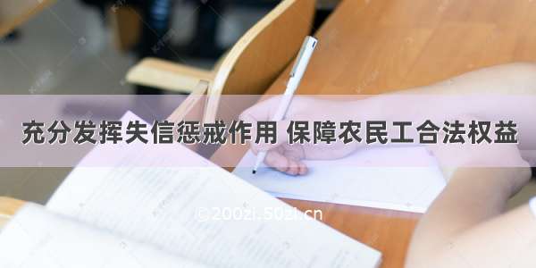 充分发挥失信惩戒作用 保障农民工合法权益