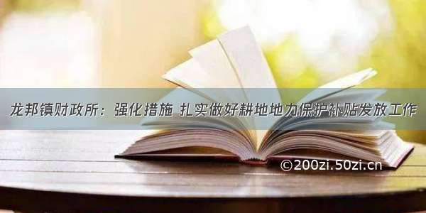 龙邦镇财政所：强化措施 扎实做好耕地地力保护补贴发放工作