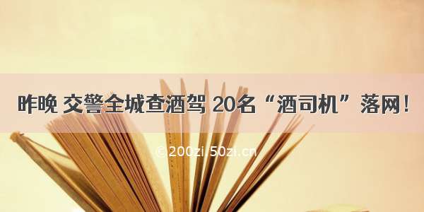 昨晚 交警全城查酒驾 20名“酒司机”落网！