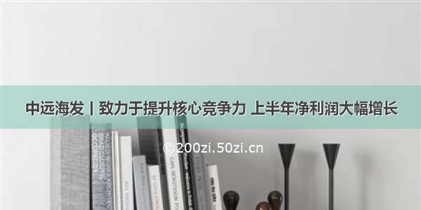 中远海发丨致力于提升核心竞争力 上半年净利润大幅增长