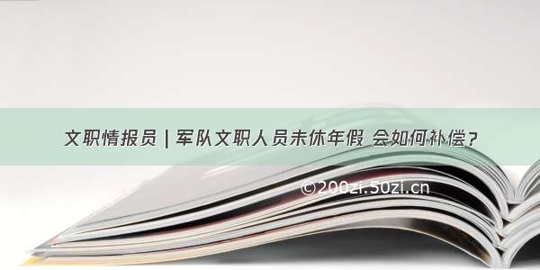 文职情报员 | 军队文职人员未休年假 会如何补偿？