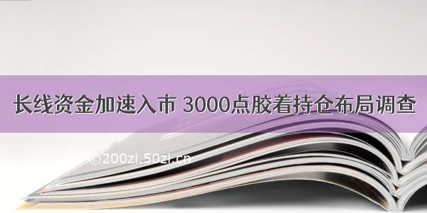 长线资金加速入市 3000点胶着持仓布局调查