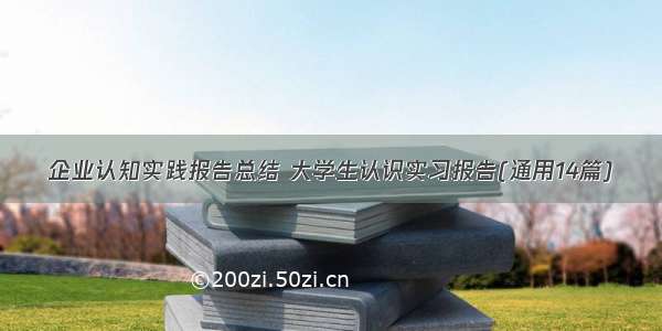 企业认知实践报告总结 大学生认识实习报告(通用14篇)