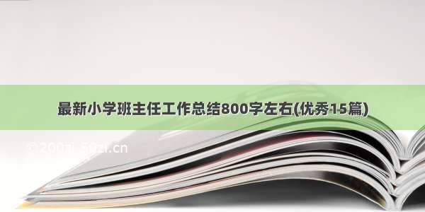 最新小学班主任工作总结800字左右(优秀15篇)