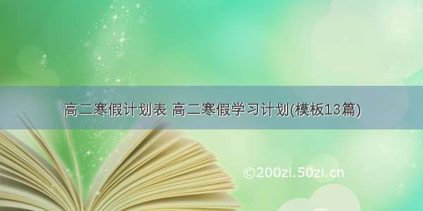 高二寒假计划表 高二寒假学习计划(模板13篇)